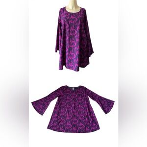 Peach Love California Purple and Black Dress Bell sleeves women size M